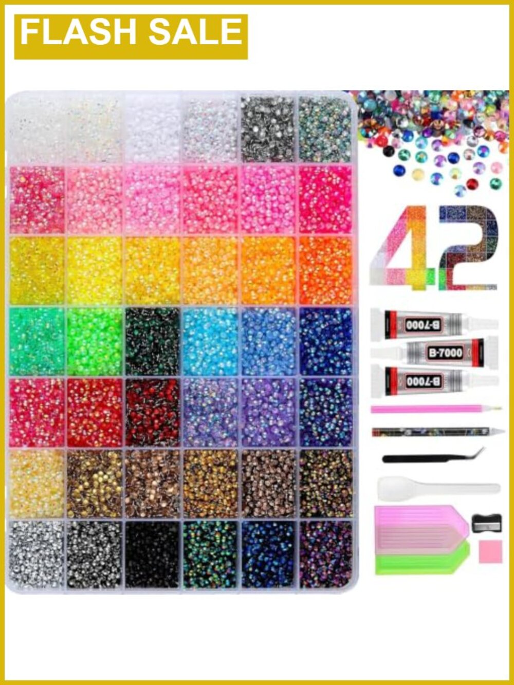 Bedazzling Kit 42000pcs 42 Colors Rhinestones with Glue Tools